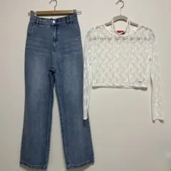 repipi armario レーストップス デニムパンツ セット