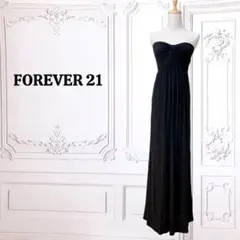『フォーエバー21』ベアトップ ワンピース【M】ブラック 無地/シンプル フレアのサムネイル
