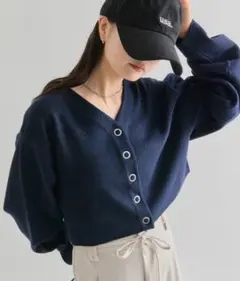 mystic Vボタンカーディガン ネイビーのサムネイル