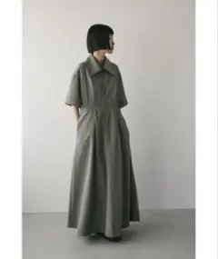 STYLEMIXER ビッグカラーフレアワンピース　カーキ