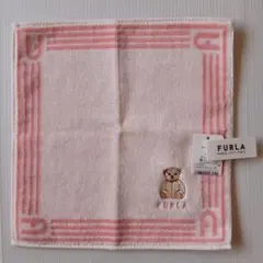 【未使用・タグ付き】FURLAのタオルハンカチ　ピンク　くま
