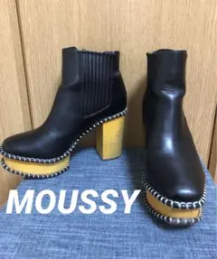 完売品✨MOUSSY マウジー　ウッドソール厚底ブーツ☆サイドジップ　サボブーツ