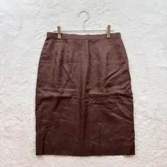 バーバリーズ/11/茶/ひざ丈スカート/バックスリット/リネン100％/春夏