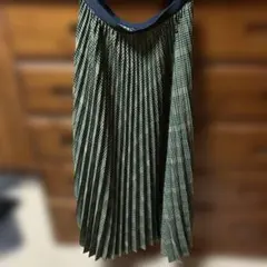 UNIQLO C グリーン系チェック プリーツスカート
