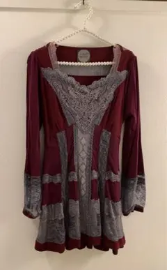 OZZ ANGELOバーガンディ グレー チュニック