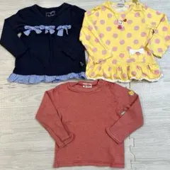 ミキハウス90cm トップス3枚セット 女の子 長袖 まとめ売り