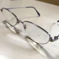 レトロメガネ　シルバーオーバルフレームメガネ 眼鏡