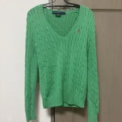 Ralph Lauren Sport グリーン Vネックセーター