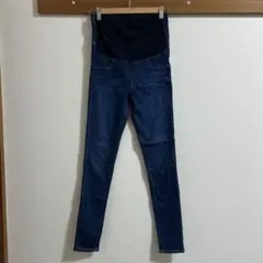 マタニティ スキニーデニムパンツ ダークブルーS