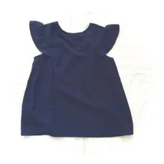 SENSE OF PLACE フリル袖ノースリーブ 紺色シャツブラウス