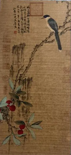 証書付】斉白石「祝寿図」中堂掛け軸 寿桃・寿老人 70×173cm - メルカリ