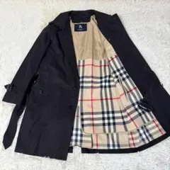 BURBERRY BRIT ネイビー チェック トレンチコート - メルカリ