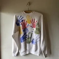80's USA製 手形　スウェット　ハンドペイント　アメリカ　tultex Mのサムネイル