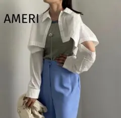 AMERI ヴィンテージ　 2WAYクロップドシャツ 白 ショート丈　ブラウスのサムネイル