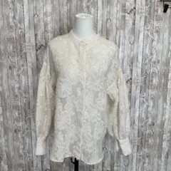 Remit アイボリー 刺繍入り 長袖シャツ