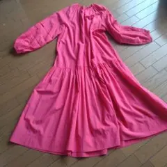 ピンク フレアスカート シャツワンピース