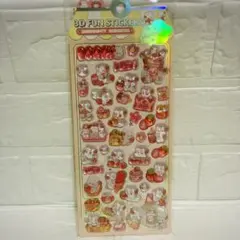 うさぎ★いちご ボンボンドロップシール/ももいろ ぴんく 柄B イチゴジャム