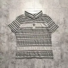 ボーダー 半袖ポロシャツ グレー ブラック レディースS