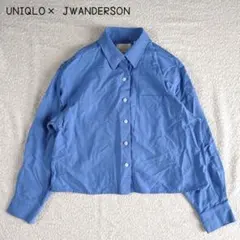 ユニクロ　オックスフォードシャツ(S)刺繍ロゴ　ショート丈　ボクシーシルエット