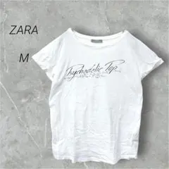 ZARA ロゴプリント 半袖Tシャツ ラインストーン 白 コットンのサムネイル