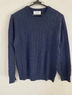 カシミヤセーター　ネイビー　 グリーンレーベル　Mサイズ