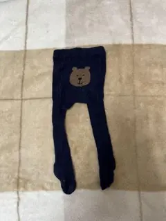 ネイビー ベビータイツ クマ刺繍 12-24ヶ月