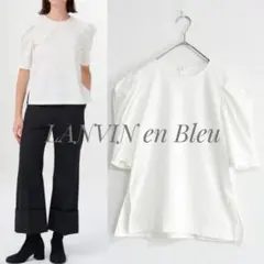 美品 LANVIN en Bleu タック パフスリーブカットソー オフホワイトのサムネイル