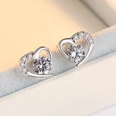 ♡可愛い♡S925スターリングシルバー,クリスタルジュエリー,ハート型ピアス