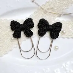 ペーパークリップ♡saving バインダー貯金♡プレゼント♡リボン ラメ黒