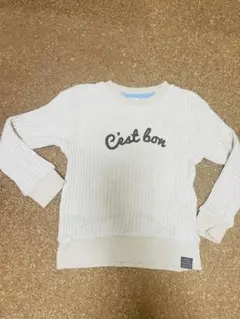 【apres les cours＊】リブ編み ロゴ刺繍 長袖カットソー ホワイト