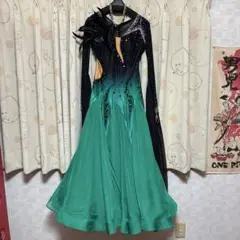 社交ダンスドレス ブラック グリーン