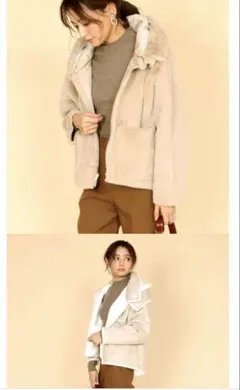 美品　Ample リバーシブルエコムートンジャケット　ショートコート　ムートン