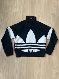 adidas ナイロンジャケット M 黒/白