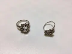 平成レトロ ヴィンテージ 銀 SILVER ジルコニア 指輪 パヴェ 2点セット