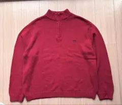 CHAPS RALPH LAUREN 古着 コットン ハーフジップニット レッド