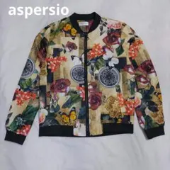 aspersio ボタニカル 花柄 総柄 フルジップ ジャンパー ブルゾン