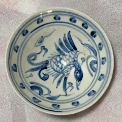 中国 清時代 骨董品 染付皿 手描き　陶芸古美術。