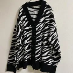 ems excite（エムズエキサイト）ゼブラ柄ニットカーディガン F