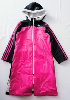 adidas アディダスclimaproof♡中綿ボア ベンチコート 黒×ピンク
