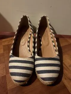 ストライプ ウェッジヒール パンプス