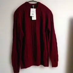 【新品未使用】タグ付 UNIQLO コットンカシミヤ ニット バーガンディ S