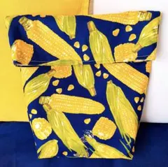 【新品未使用品】ハンドメイド バッグインバッグ レトロ ネイビー とうもろこし