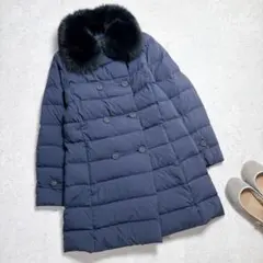アローズGLR　ロングコート　ダウンコート　ネイビー　フォックスファー