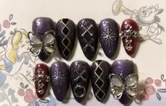 紫色のグラデーション ネイルチップ