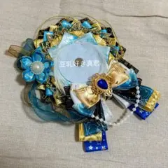 痛ロゼット 緑x黒x青 缶バッジロゼット 痛バッグ 推し活 アベンチュリン