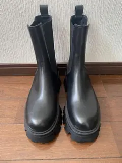 Zara ブラック サイドゴアブーツ 厚底40