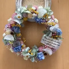 可愛い春爛漫ミニリース　ドライフラワーリース　母の日ギフト