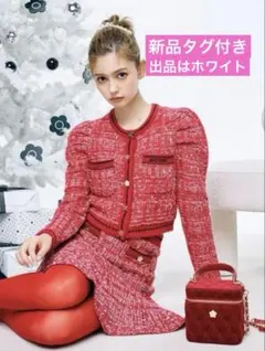 白【LILY BROWN×MARY QUANT】ツイードニットカーディガンセット