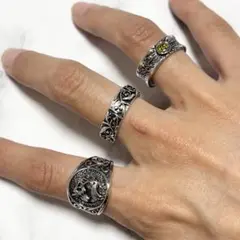 【お得な3点セット！】ヴィンテージリング　メンズ　メキシカンジュエリー　古着
