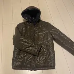 フード付きキルティングジャケット リバーシブルオリーブ✖️グリーン紺チェック